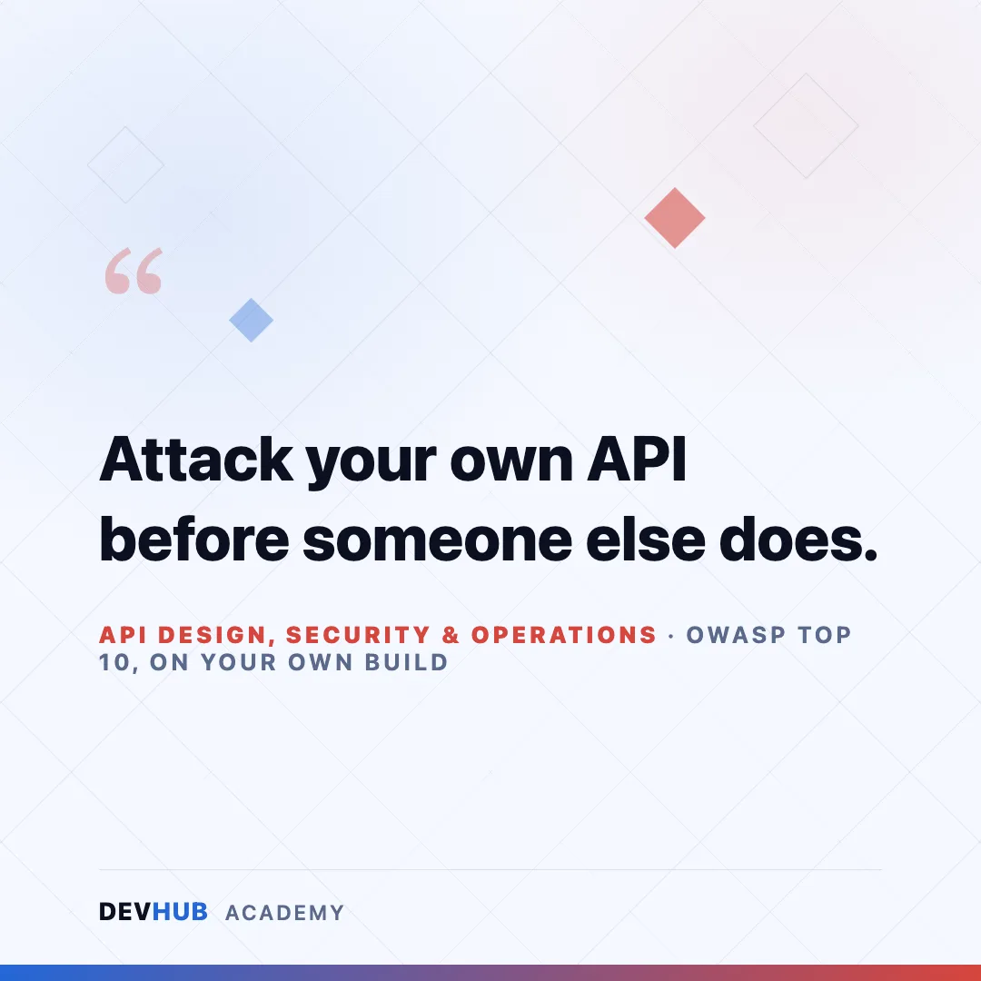 API Design, Security & Operations — tagline poster